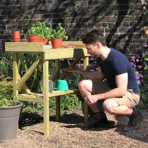 Zest Wooden Potting Bench Garden Work Table Multi Purpose Table