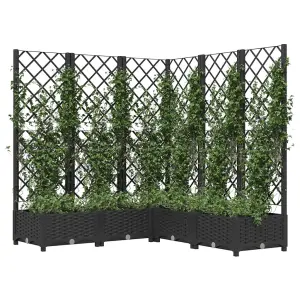 Berkfield Garden Planter with Trellis Black 120x120x121.5 cm PP