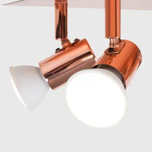 ValueLights Consul Modern Rectangular Copper Effect 6 Way Adjustable GU10 Ceiling Spotlight