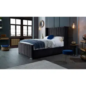 Meriso Plush Velvet Steel Bed Frame