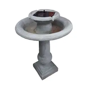 Chatsworth Solar Powered Bird Bath Fountain - Stone Effect Resin Outdoor Garden Cascading Water Feature - H78 x W53 x D53cm