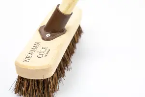 9" Stiff Deck Scrub Wooden Scrubbing Scrubber Brush with Long Wood Handle