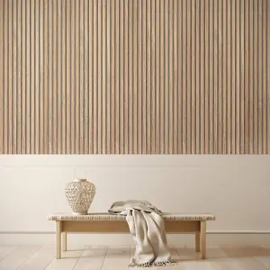 Acupanel Contemporary Natural Oak Slat Acoustic Wood Slat Wall Panel 240cm x 60cm (Grey Felt)