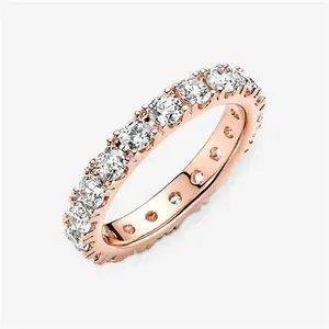 Pandora Sparkling Row Eternity Ring - 14K Rose Gold Plating / Cubic Zirconia - Sz. 56