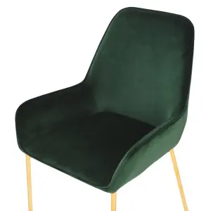 Set of 2 Dining Chairs LOVERNA Velvet Dark Green