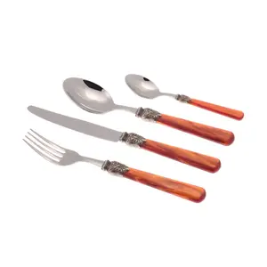 Elena 24 Pcs Cutlery Set Ivory Orange