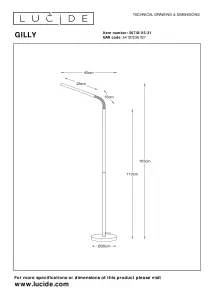 Lucide Gilly Modern Floor Reading Lamp - LED - 1x5W 2700K - White