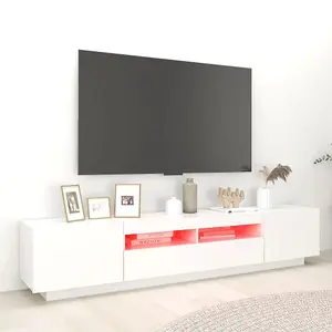 Berkfield TV Cabinet with LED Lights White 200x35x40 cm