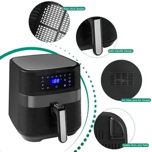 5.5 L Family Digital Touchscreen Air Fryer Black