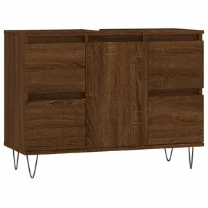 Berkfield Bathroom Cabinet Brown Oak 80x33x60 cm Engineered Wood