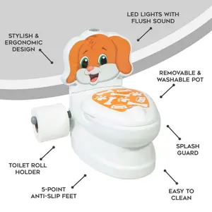 Kids Potty Training Toilet Seat with Flush Sound & Light Portable Easy Clean Removable Pot & Seat