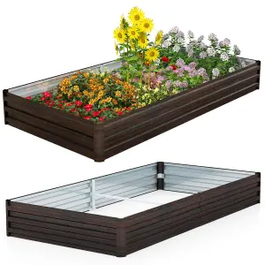 Costway Metal Raised Garden Bed Rectangular Elevated Flower Herbs Planter Box Open Base