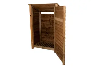 Wooden tool store (roof sloping back), garden storage W-119cm, H-180cm, D-88cm - brown finish