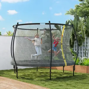 SPORTNOW 8ft Trampoline with Enclosure Net and Spring Cover, Black