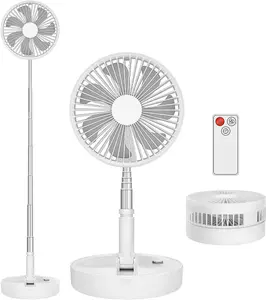 White Cordless Portable folding Telescopic Desk Fan USB Rechargeable Battery Cooling