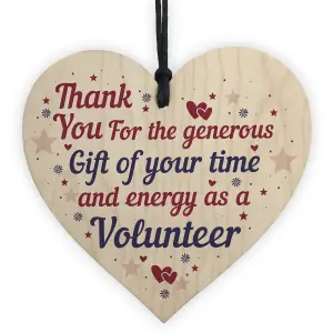 Red Ocean Thank You Gift For Volunteer Work Colleague Handmade Wooden Hanging Heart Plaque Friendship Keepsake