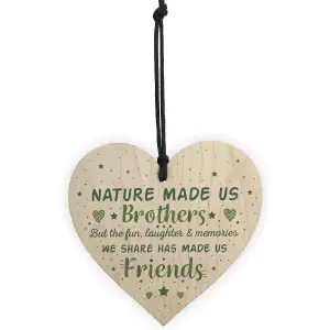 Red Ocean Brother Gift Friendship Sign Wooden Hanging Heart Plaque Gifts For Brother Birthday Chirstmas