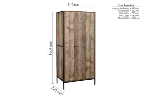 Birlea Urban 2 Door Wardrobe Rustic