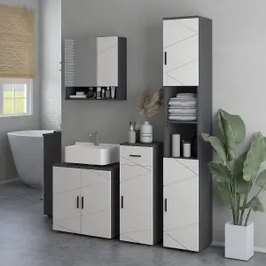 kleankin Bathroom Vanity Unit, Under Sink Cabinet with Shelf, Light Grey