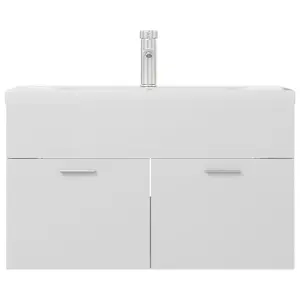 Berkfield Sink Cabinet with Built-in Basin High Gloss White Engineered Wood