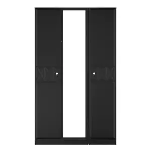 San Jose Ready assembled Contemporary Black Tall Triple Wardrobe With 1 mirror door (H)1960mm (W)1108mm (D)530mm