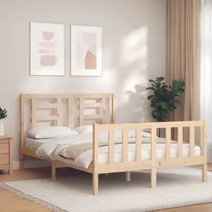 Berkfield Bed Frame with Headboard Small Double Solid Wood