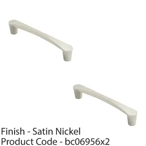 2 PACK - Curved D Shape Pull Handle 181 x 20mm 160mm Fixing Centres Satin Nickel