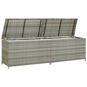 Berkfield Garden Storage Box Poly Rattan 200x50x60 cm Grey