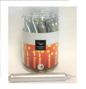 Silver Mini Dinner Candles Tub Of 22 Christmas Candle 10cm 1.4H Burn Time