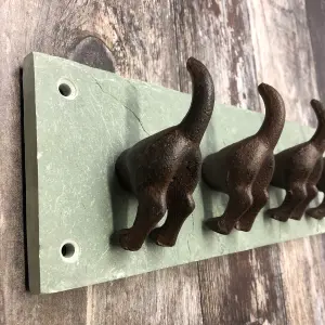 Cast Iron and Slate Dog Tail Wall Hooks