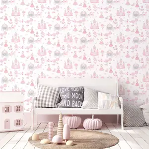 Galerie Tiny Tots 2 Pinks Grey Fairytale Smooth Wallpaper