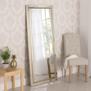 Abbate Rectangle Wall Mirror Gold / 166.5cm H x 75cm W