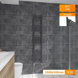 Right Radiators 1600x300 mm Straight Heated Towel Rail Radiator Bathroom Ladder Warmer Anthracite