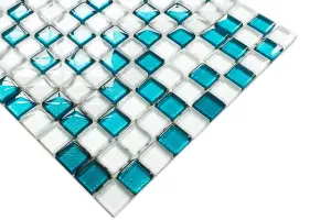 Glass mosaic on mesh for bathroom or kitchen 300mm x 300mm - Laguna