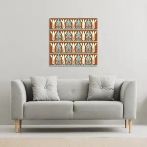 Egyptian Flower Ornament Pattern (Canvas Print) / 101 x 101 x 4cm