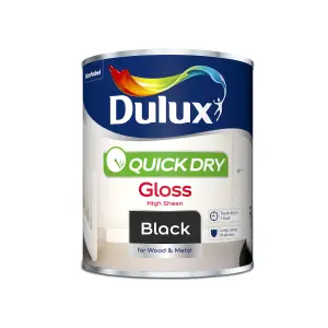 Dulux Quick dry Black Gloss Metal & wood paint, 750ml