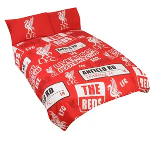 Liverpool FC Patch Single Duvet Cover And Pillow Case Set Red (One Size)