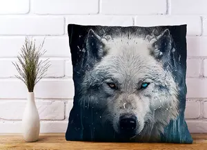 White Wolf Face Splashart Cushions 45cm x 45cm