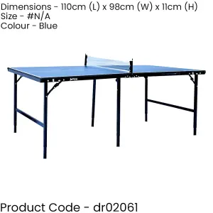 Folding Midi Table Tennis Table - 180x102cm - Indoor Home Garage Ping Pong Table