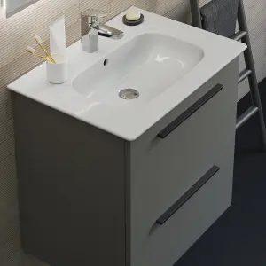 Ideal Standard i.life A Standard Matt Quartz Grey Wall-mounted Bathroom Vanity unit (H) 630mm (W) 600mm