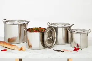 Interiors by Premier 4 Pc Stainless Steel Stockpot Set, Stainless Steel Stock Pot With Twin Handles, Pots with Lid for Cooking