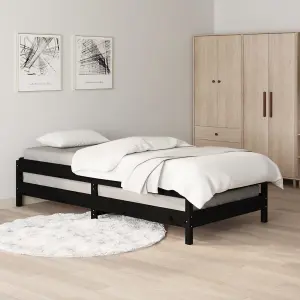 Berkfield Stack Bed Black 90x190 cm Solid Wood Pine