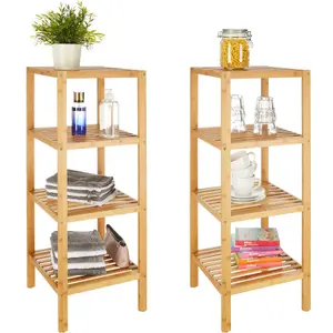 Standing bathroom shelf - 4 tiers in bamboo - brown