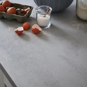 GoodHome 38mm Kala Matt Grey Concrete effect Laminate Square edge Kitchen Worktop, (L)3000mm