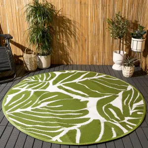 Dreamscene Palm Garden Outdoor Rug Large Waterproof, Grey White - 170cm