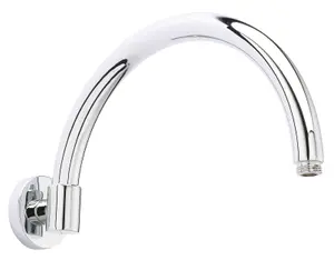 Round Wall Mount Curved Shower Arm - 303mm - Chrome