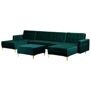 U-Shaped Sofa with Ottoman ABERDEEN Teal Velvet Symmetrical