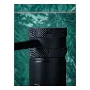 Bathroom Basin Mono Mixer Tap Pillar Mounted Solid Brass - Matt Black