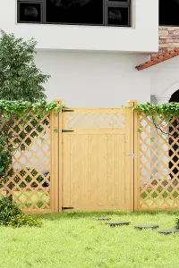 Garden Gate Outdoor Door Wooden Fence Gate with Latch H 180 cm