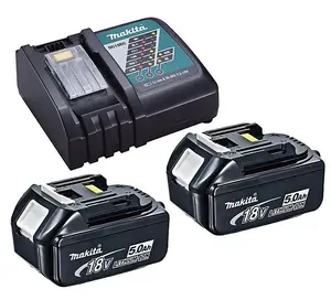 2 x Genuine Makita 18V 5.0Ah LXT Lithium Battery BL1850 + DC18RC Fast Charger